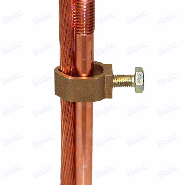 5/8 4ft Copper Earth Rod and Rod to Lug Clamp Machined Earth Bond Grounding Rod