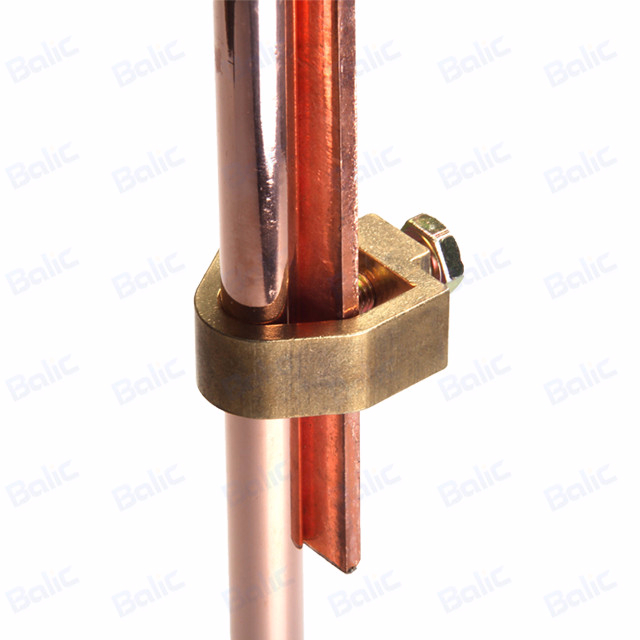 5/8 4ft Copper Earth Rod and Rod to Lug Clamp Machined Earth Bond Grounding Rod